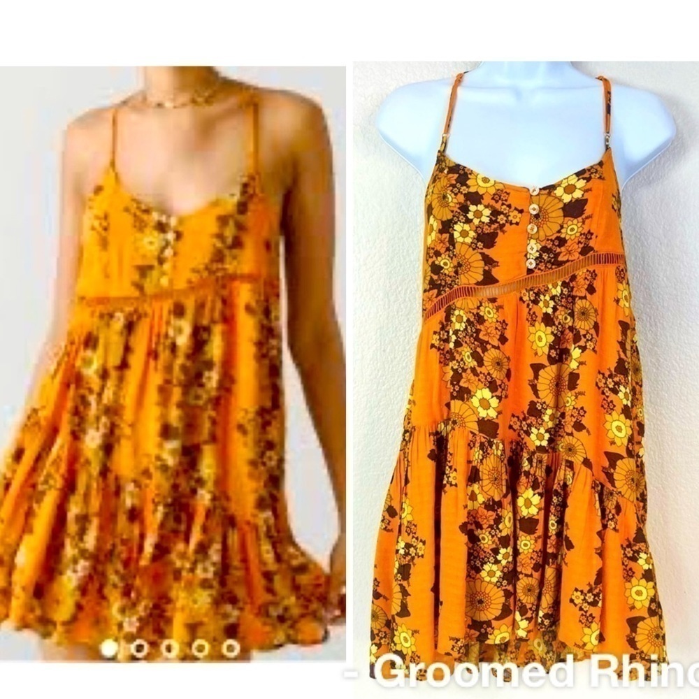 Urban Outfitters Georgia Flower Tiered Mini Dress Size M
